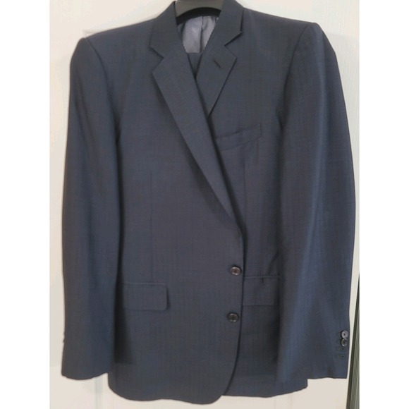Billy Reid Men's Navy‎ Blue Bespoke Shadow Stripe Two Button Suit Size 42 L - Picture 1 of 9